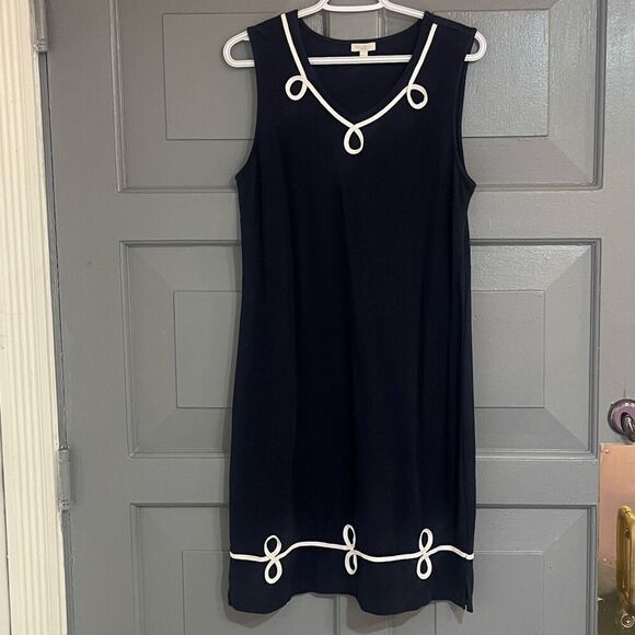 Talbots Petites Sleeveless Nautical Cotton Shift Dress Sz P M - Picture 1 of 5